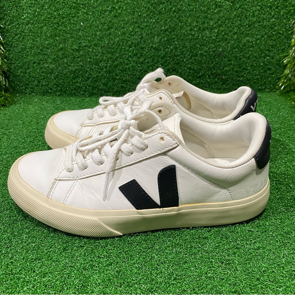 VEJA CAMPO LEATHER WHITE BLACK Sz 7 Womens - Picture 6 of 9